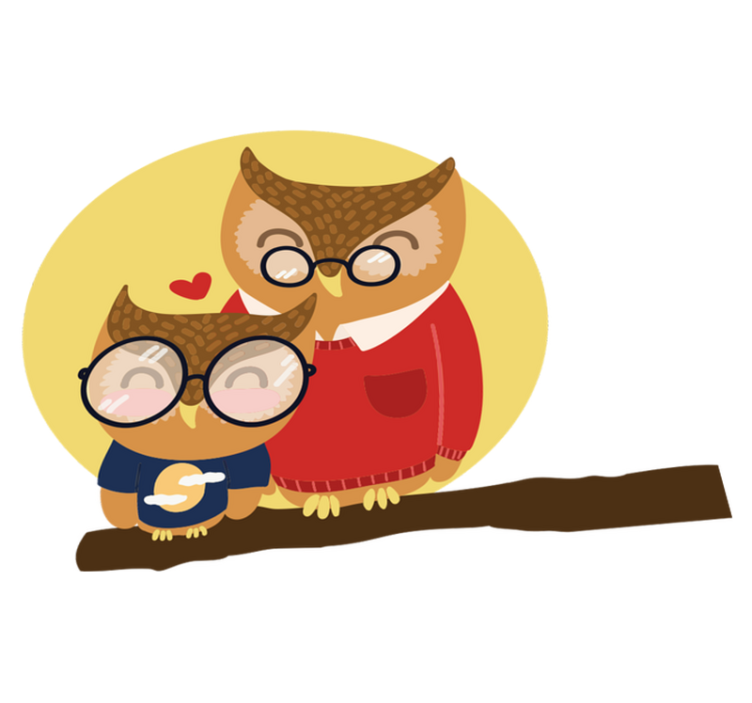 Vinyl teppe spedbarn far og sønn ugle - Tenstickers