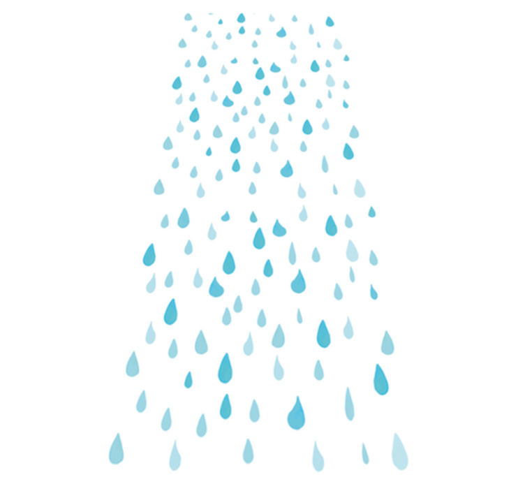 Bad vinyl teppe med blå akvarellvanndråper - Tenstickers