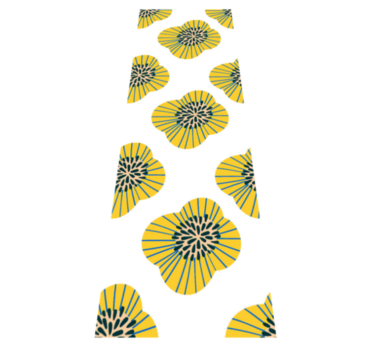 Bad vinyl teppe stor blå og gul blomsterdesign - Tenstickers