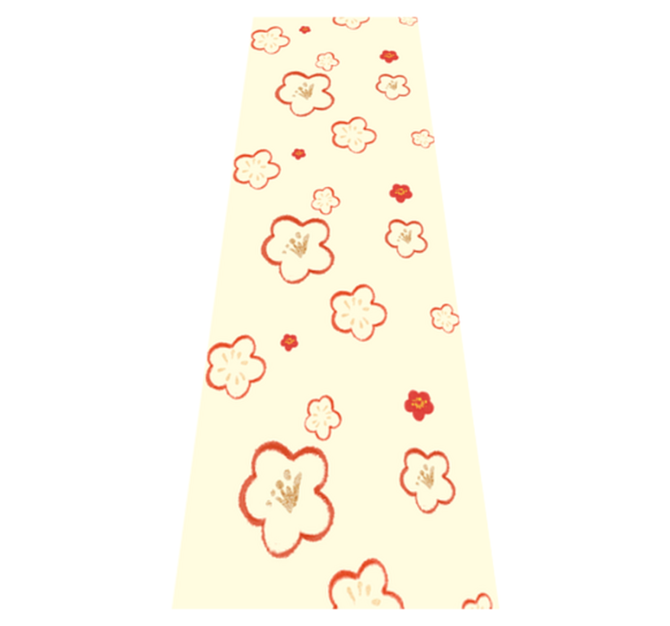 Bad vinyl teppe med rødt og krem daphne blomstermønster - Tenstickers