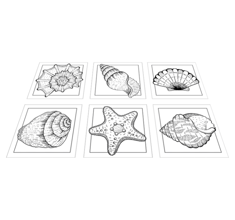 Bad vinyl teppe med marineliv og skjellmotiv - Tenstickers