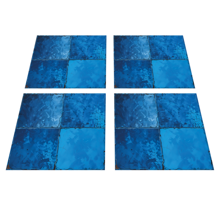 Bad vinyl teppe marineblått rutemønster - Tenstickers