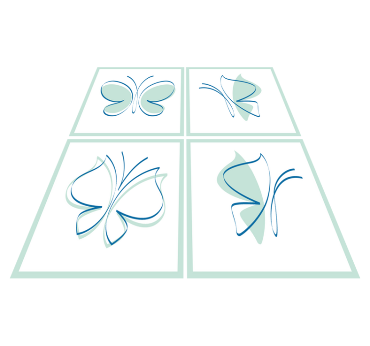 Bad vinyl teppe med silhuett av fliser og sommerfugler - Tenstickers