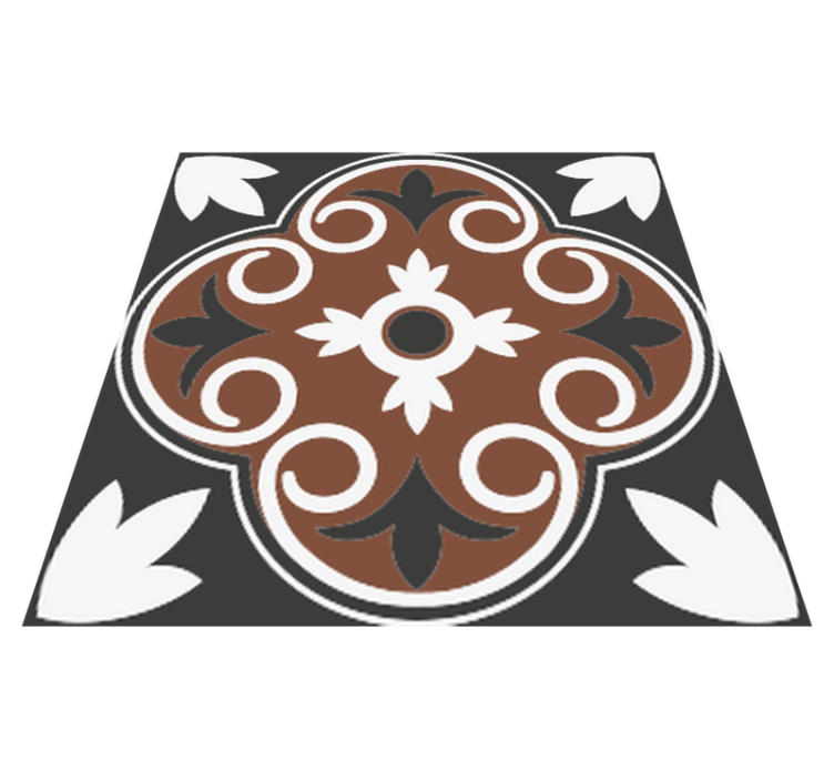 Bad vinyl teppe grå og brun vintage mønster - Tenstickers