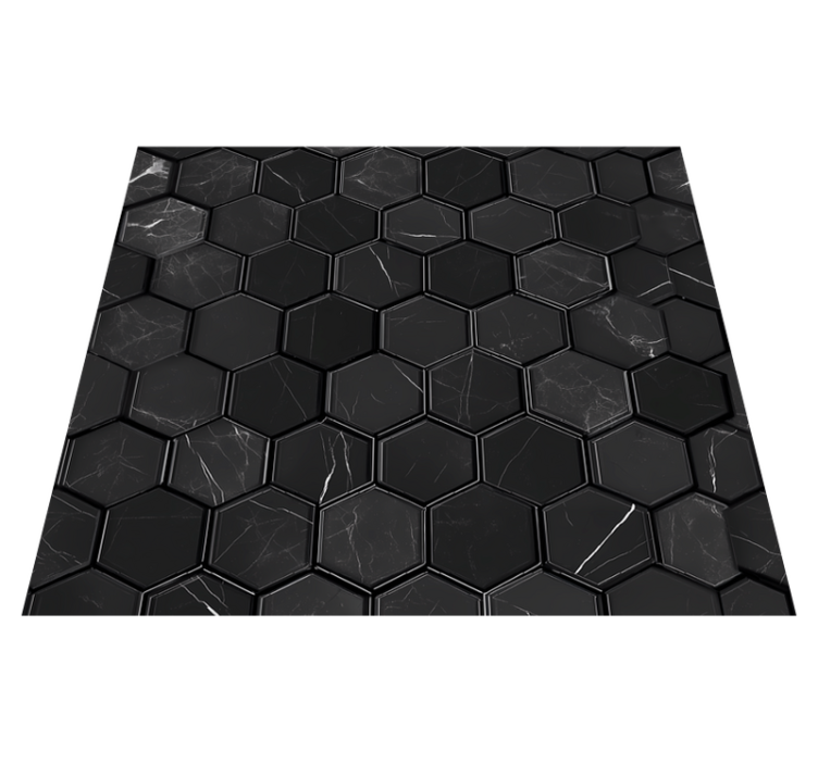 Bad vinyl teppe hexagon svart - Tenstickers