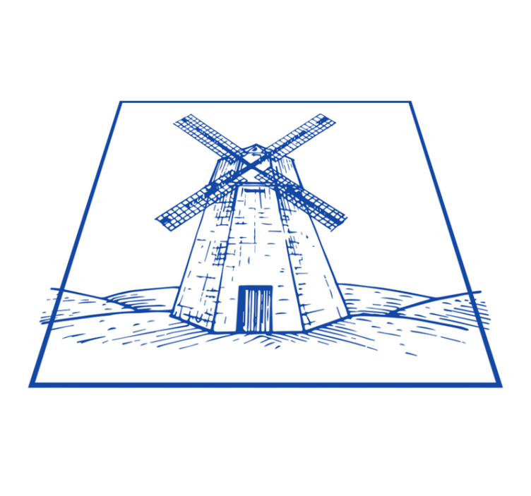 Vinyl teppe kjøkken delfts blå mølle - Tenstickers