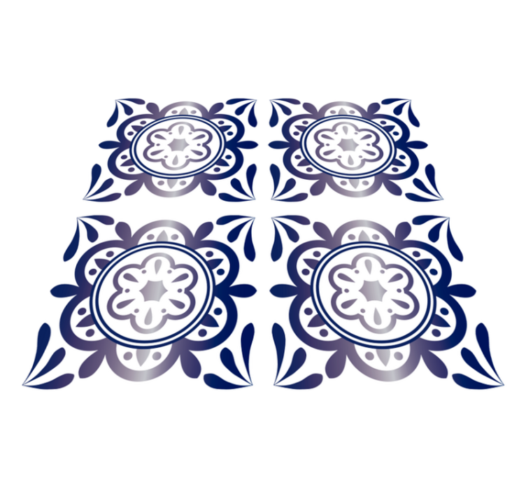 Vinyl teppe kjøkken spansk flis antikk blå - Tenstickers