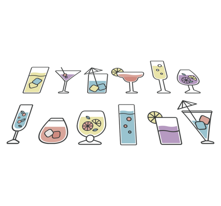 Cocktail klistremerker vinyl teppe kjøkken - Tenstickers