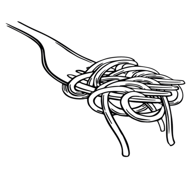 Vinyl teppe kjøkken spaghetti gaffel gravering stil - Tenstickers