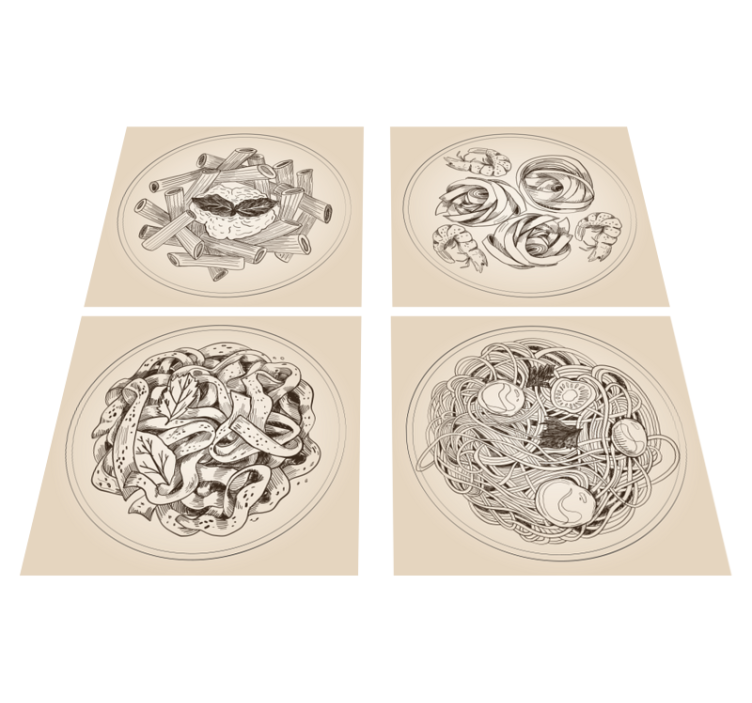 Vinyl teppe kjøkken med dekorative plater - Tenstickers