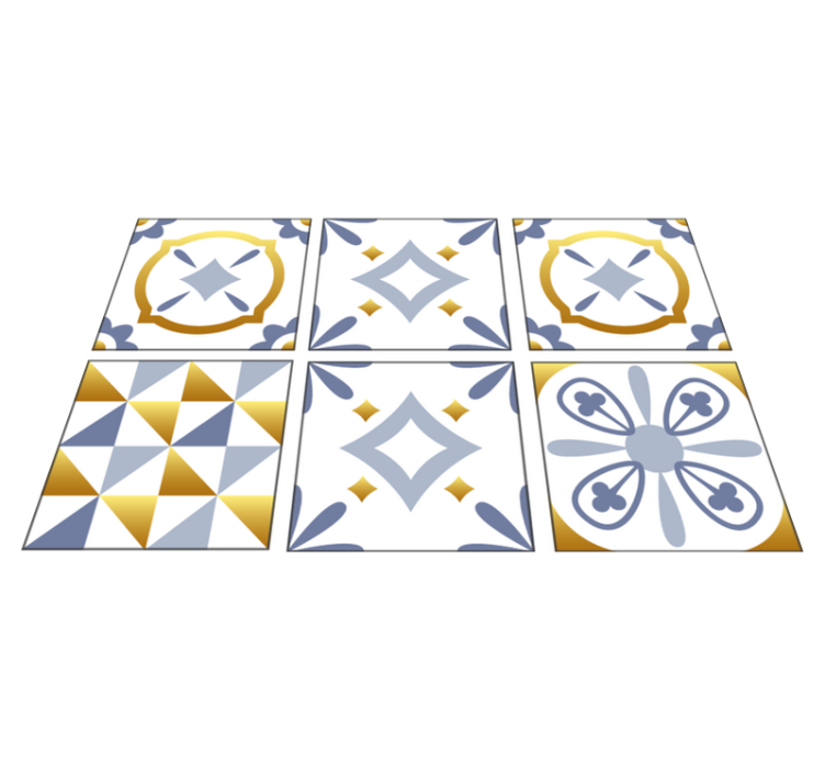 Vinyl teppe kjøkken med gull effekt fliser - Tenstickers