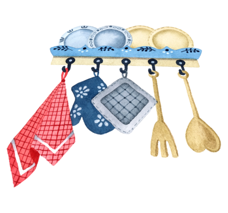 Vinyl teppe kjøkken håndtegnede kjøkkenredskaper - Tenstickers