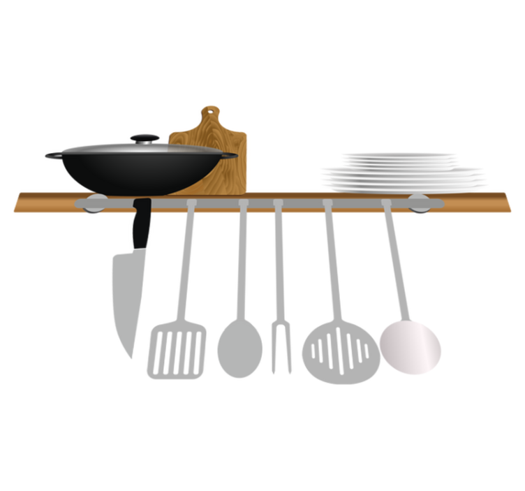 Vinyl teppe kjøkken oppvaskstativ med tallerkener bolle - Tenstickers