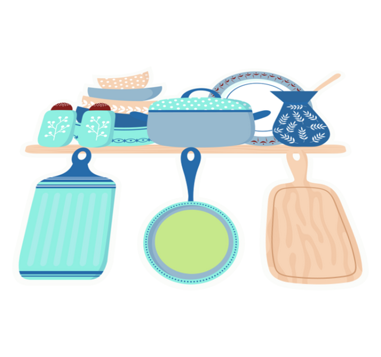 Vinyl teppe kjøkken keramisk servise - Tenstickers