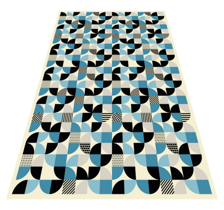 Vinyl teppe kjøkken retro blå bauhaus mønster - Tenstickers