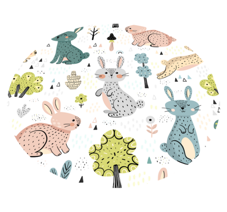 Sirkulær kanin illustrerende baby vinylteppe - Tenstickers