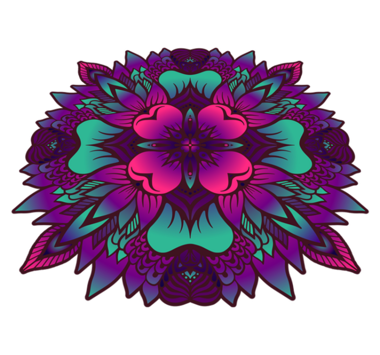 Floral mandala syrin og lilla vinylteppe - Tenstickers