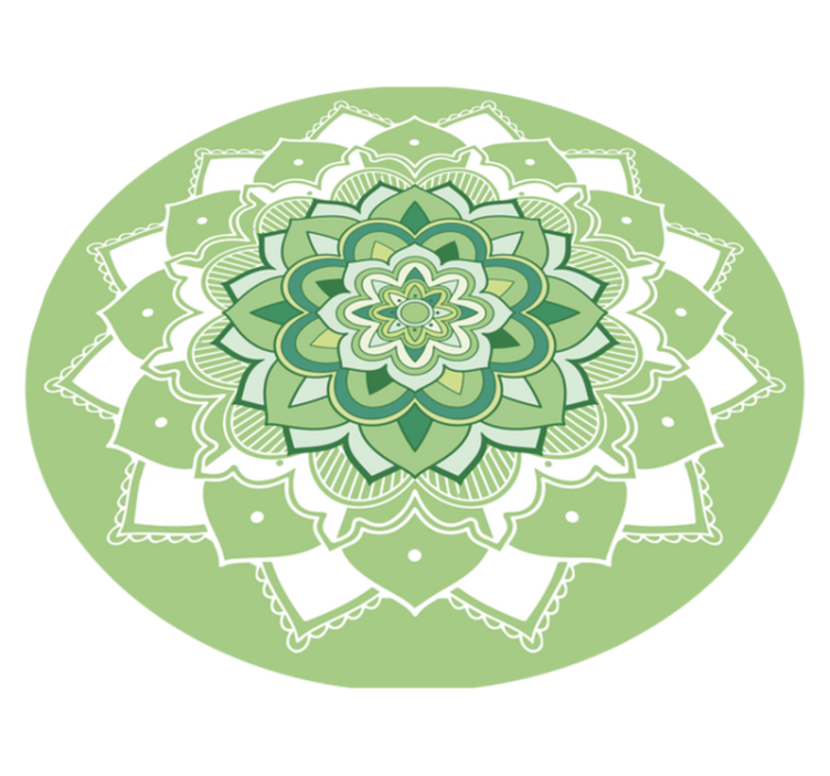 Grønt floral mandala vinylteppe - Tenstickers