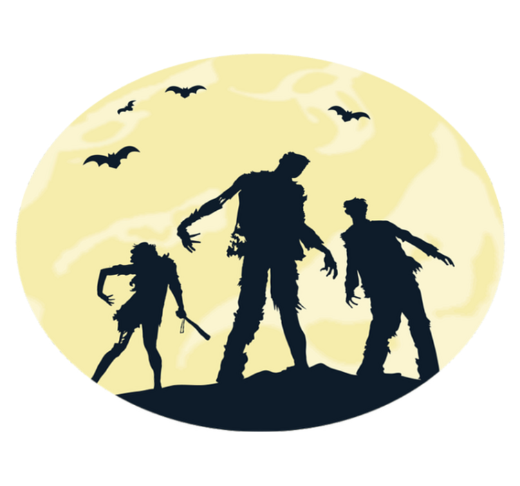 Horror zombie familie vinyl stue teppe - Tenstickers
