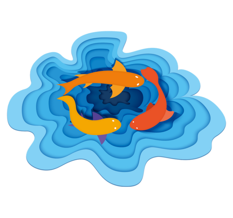 Akvatisk koi-mønster vinyl teppe dyr - Tenstickers
