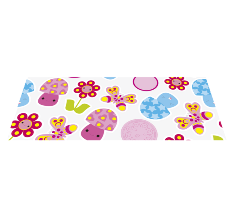Tegneserie blomster barn vinyl teppe - Tenstickers
