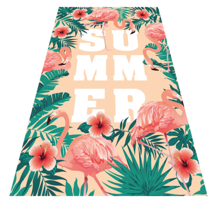 Sommer tekst flamingoer blomst tilpasset teppe - Tenstickers