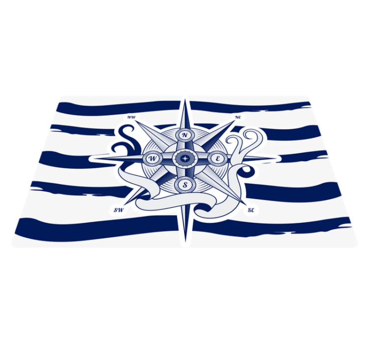 Nautisk kompass vinyl teppe verdenskart - Tenstickers