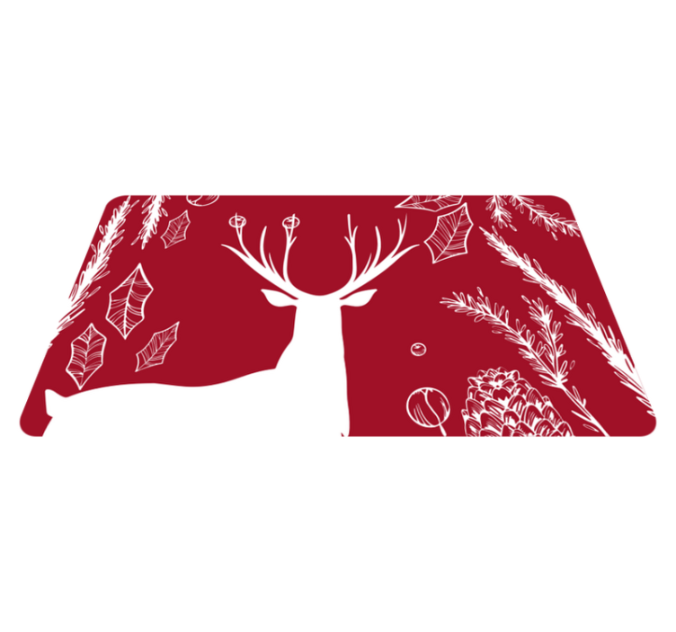Rød rein i skogen juletre matte - Tenstickers