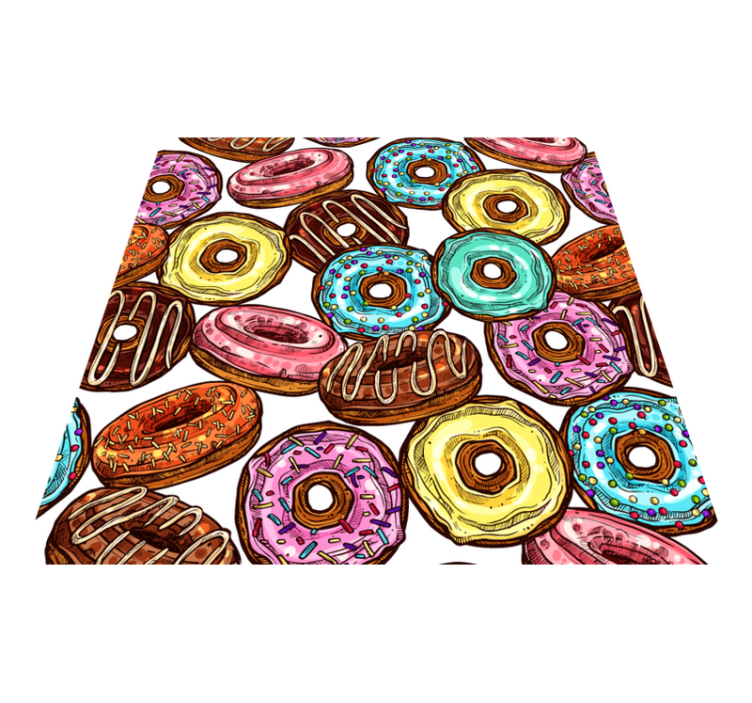 Donuts bakgrunn firkantet vinylteppe - Tenstickers