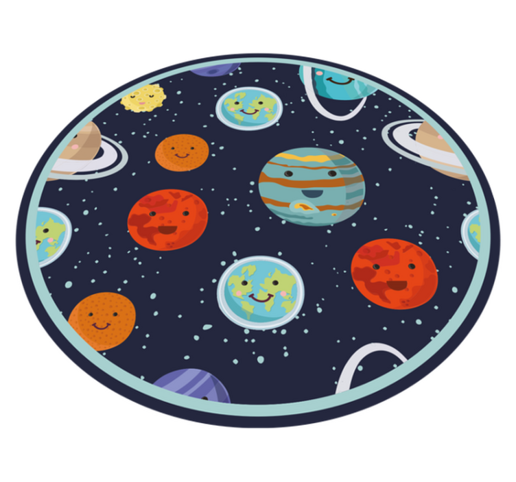 Smilende planet solsystem barn vinylteppe - Tenstickers