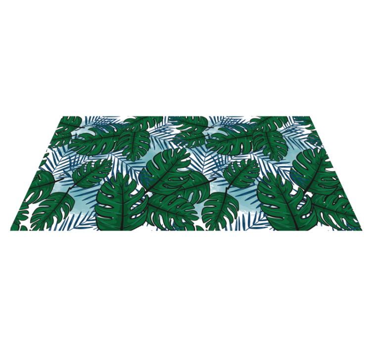 Grønt monstera blått blader natur vinyl teppe - Tenstickers