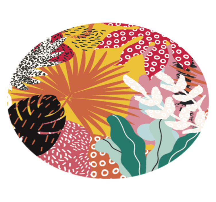 Tropisk botanisk harmoni vinyl teppe blomster og planter - Tenstickers