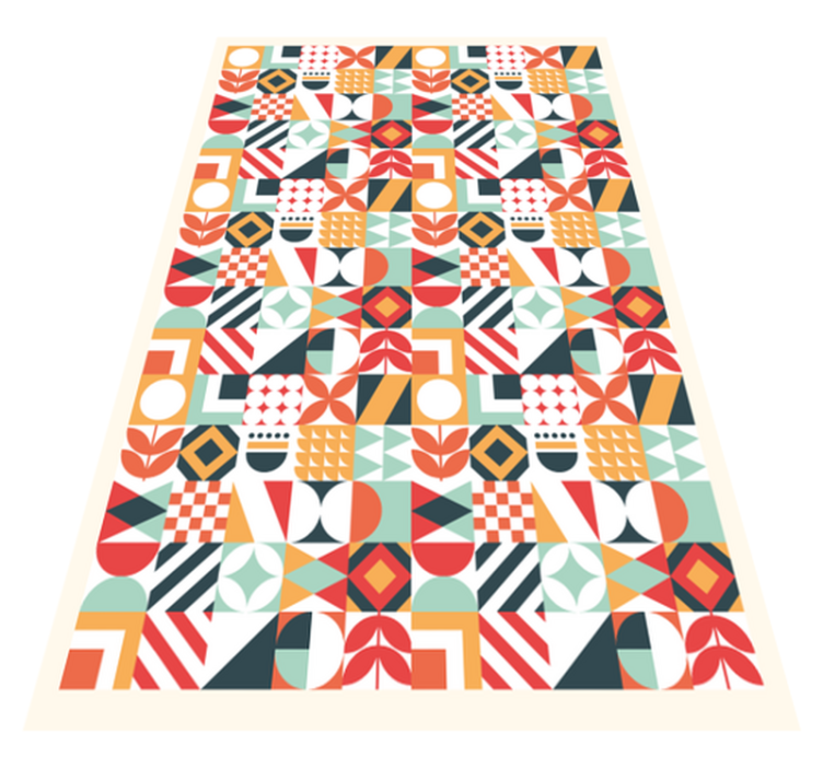 Symmetrisk mosaikk vinyl teppe geometrisk - Tenstickers