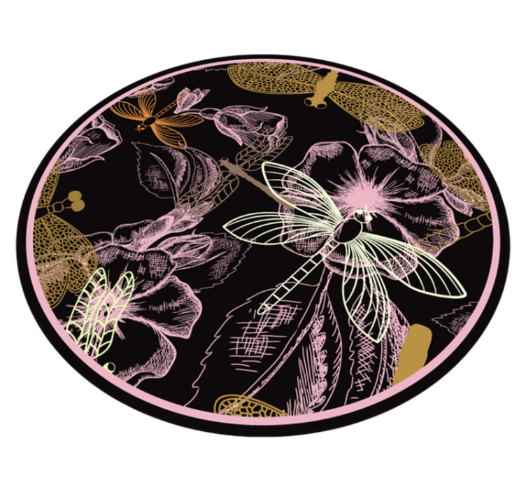 Botaniske insektbilder vinyl teppe blomster og planter - Tenstickers