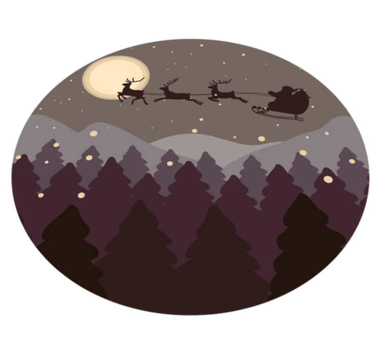 Santa og sleigh juletre matte - Tenstickers