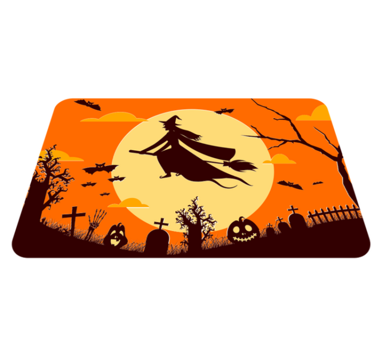Flygende heks halloween vinyl teppe - Tenstickers