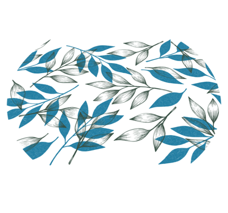 Blå og grønne blader blomster vinylteppe - Tenstickers