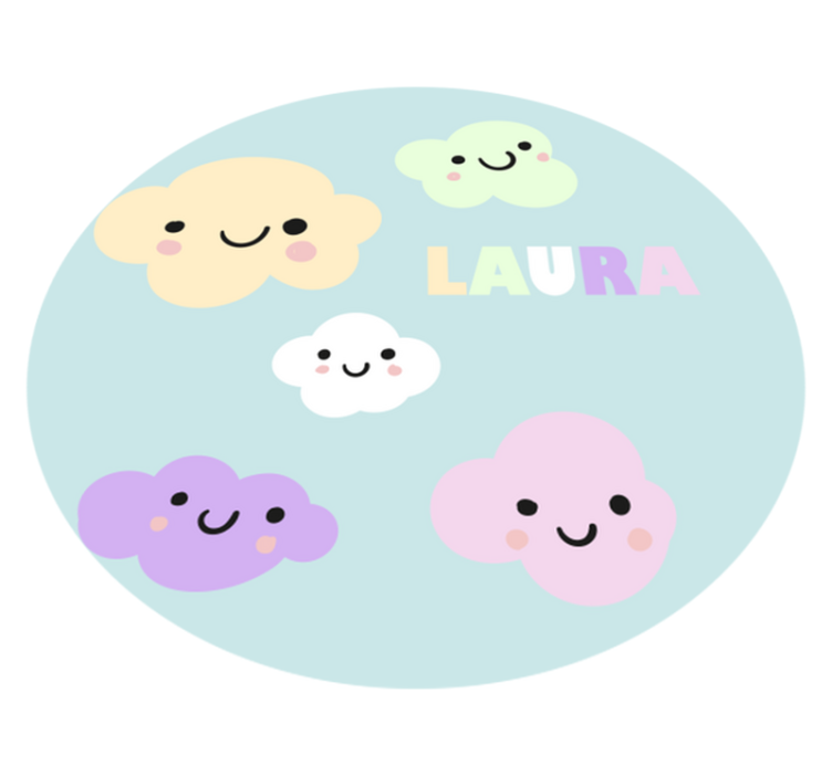 Tilpassbare skyer vinyl teppe med navn - Tenstickers