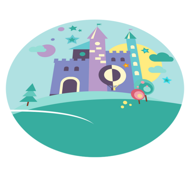 Fantasy slott lek vinyl teppe spedbarn - Tenstickers