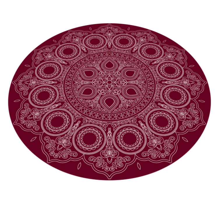 Burgunderrødt motiv vinyl teppe mandala - Tenstickers