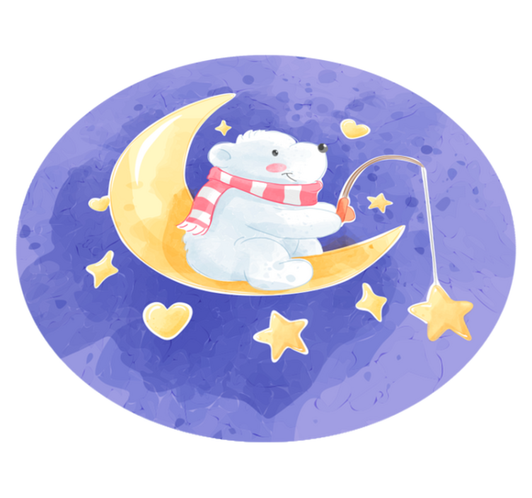 Bjørn fisker stjerner nordisk stil vinylteppe - Tenstickers