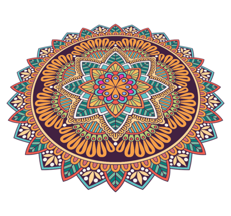 Fargerikt mandala blomstermandala vinyl teppe - Tenstickers