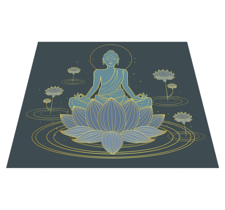 Lotus og buddha blomster vinylteppe - Tenstickers