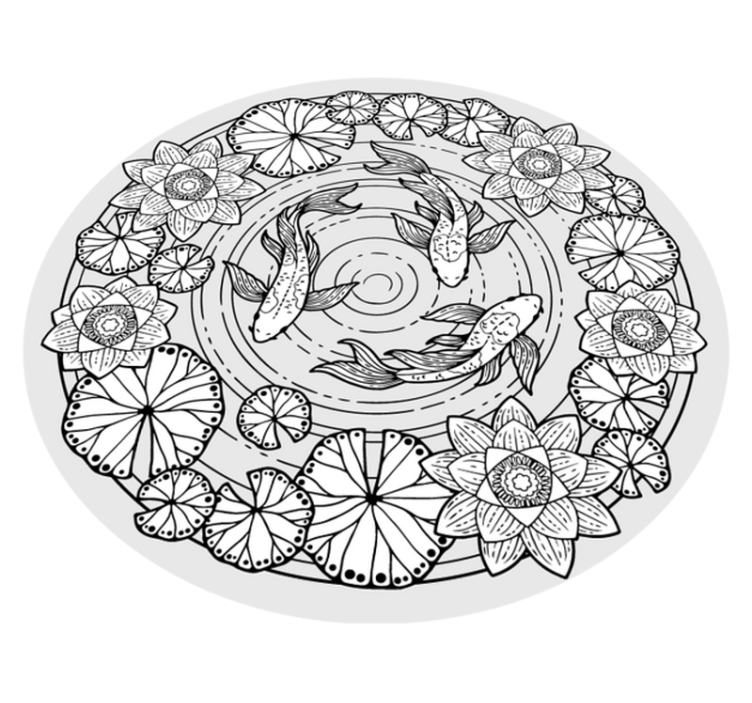 Lotus og koi karpe blomsterteppe - Tenstickers