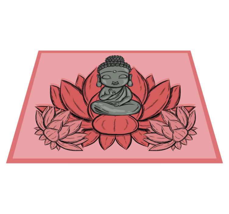 Lotus og tegneserie buddha blomsterteppe - Tenstickers