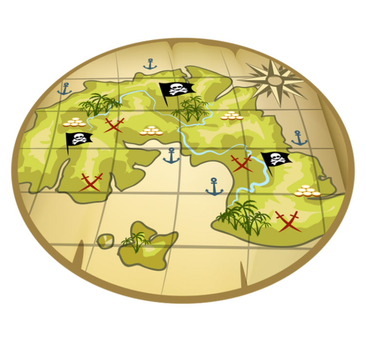 Pirat skattekart barn vinyl teppe - Tenstickers