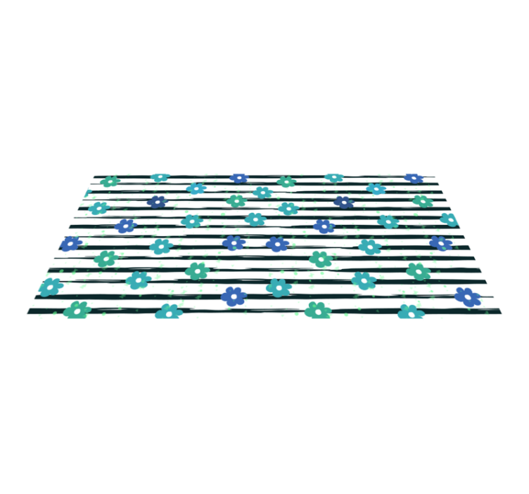 Floral stripete design vinyl teppe kjøkken - Tenstickers