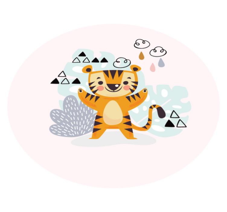 Tegning av et tiger barn vinyl teppe - Tenstickers