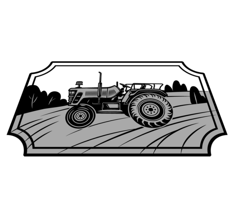 Gråskala traktor barn vinyl teppe - Tenstickers