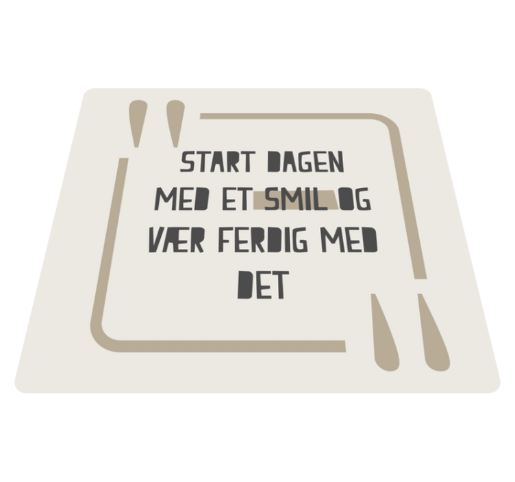 Start dagen med et smil sitat vinylteppe - Tenstickers